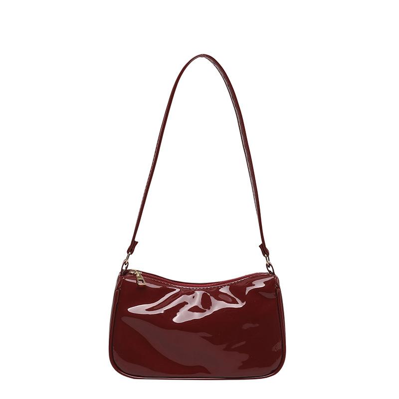 Glossy Crossbody Bag Waterproof Pu Leather Shoulder Bag Mini Hobo Purse Lightweight Pink Underarm Bag For Parties Dating Travel