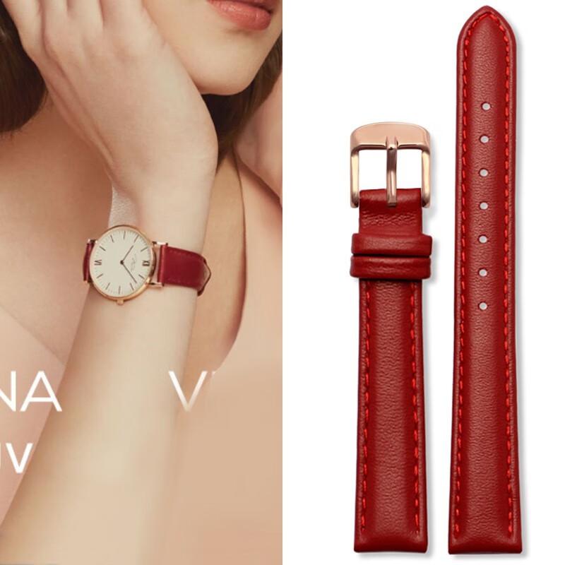 Quick Release Soft Cowhide Watchband for Casio Citizen Fossil Plain Watch Strap DW 12mm 14mm 16mm 18mm 20mm Ladies Bracelet pink