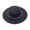European and American New Autumn and Winter Wool Woolen Big-brimmed Jazz Hat Female Concave Top Black Top Hat Pearl Rhinestone Felt Hat