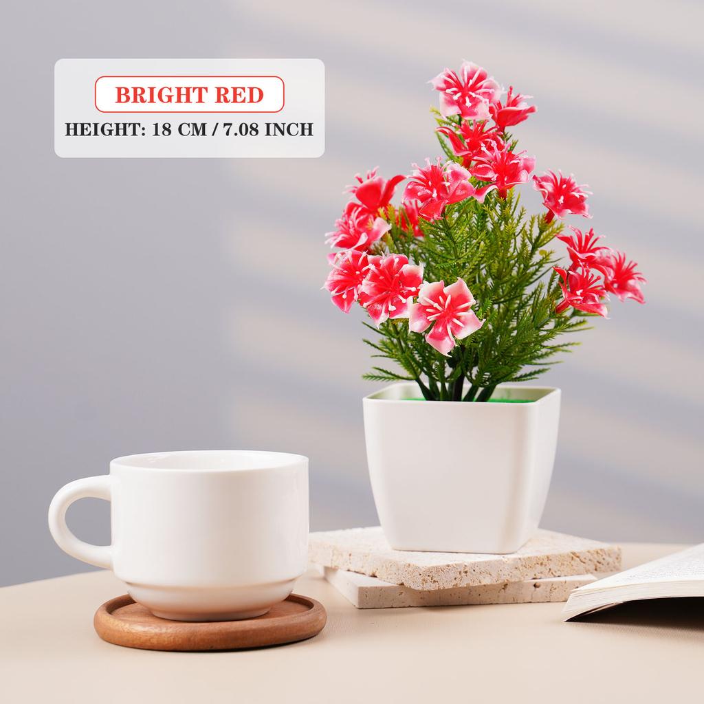 Uflower Artificial Plants Bonsai Small Flowers Pot Fake Plant Potted Ornaments For Home Room Table Decoration Hotel Garden Decor