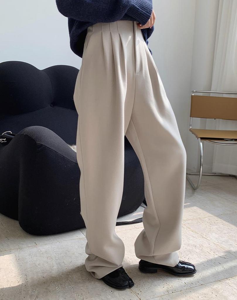 New Winter High-Waist Wide-Leg Wool Trousers - Stylish, Slimming, and Casual for Women