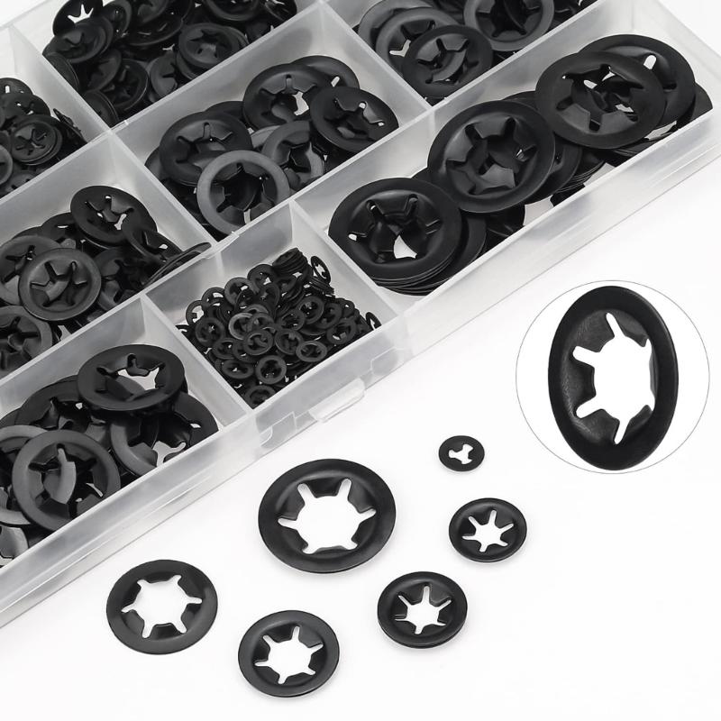 360Pcs 9 Sizes Internal Tooth Star Lock Washers Replacement Quick Speed Locking Washers Retaining Clips Fasteners