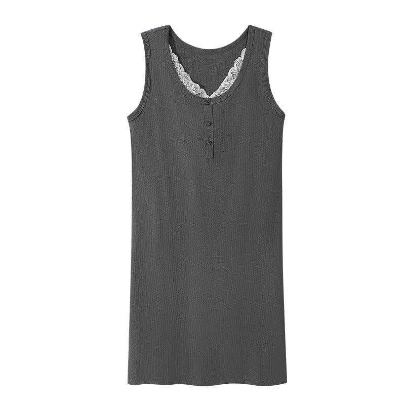 Canottiera da notte senza maniche in puro cotone da donna per l'estate pigiama vestito tinta unita medio e lungo morbido traspirante abbigliamento da casa in cotone