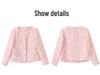 2025 Stylish Striped Beaded Round Neck Short Jacket – Spring & Autumn Collection