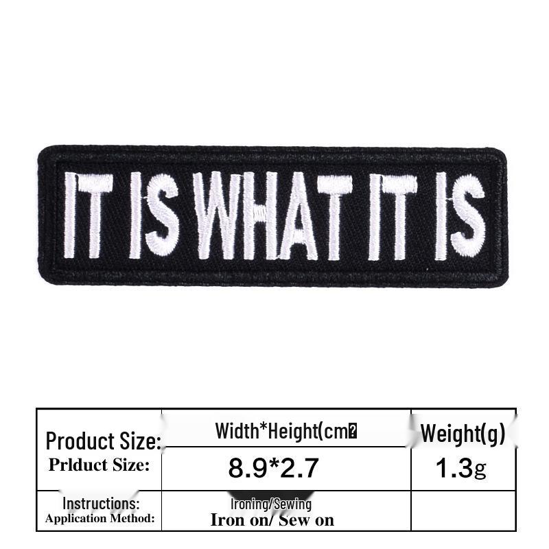 Vtipné černobílé vyšívané anglické písmenkové nášivky na oblečení