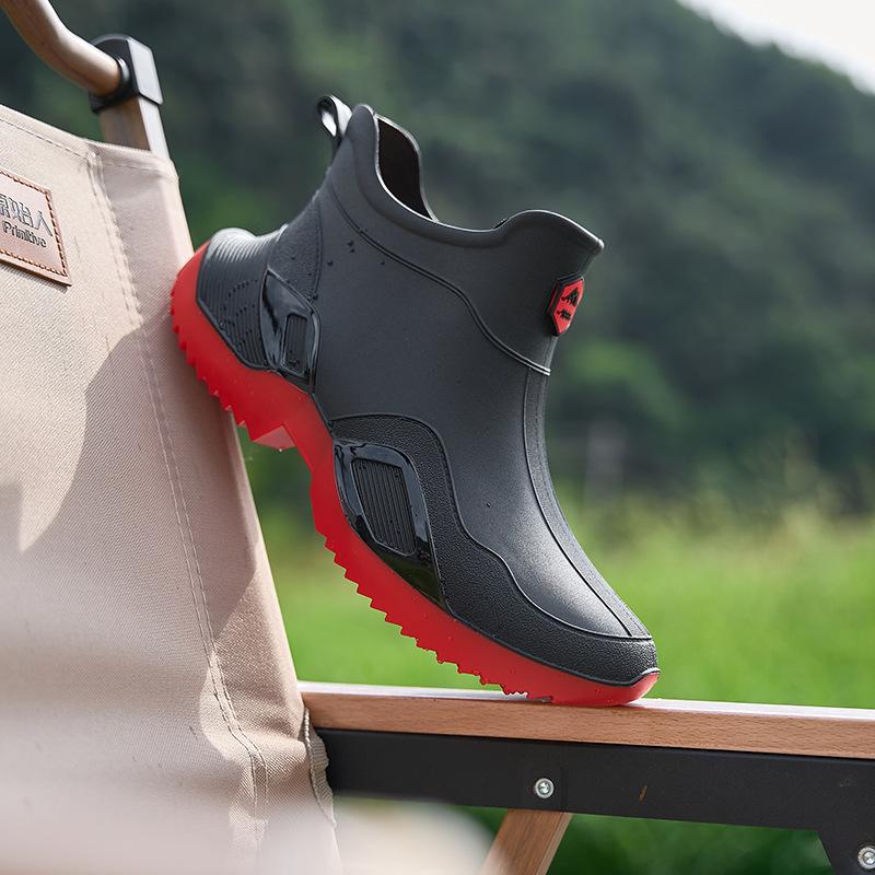 Herren Wasserdichte Schuhe Rutschfeste Regenstiefel, Modische Niedrig Geschnittene Wasserschuhe PVC Geformte Regenstiefel, Wasserdichte Schuhe für Landwirtschaftliche Arbeit