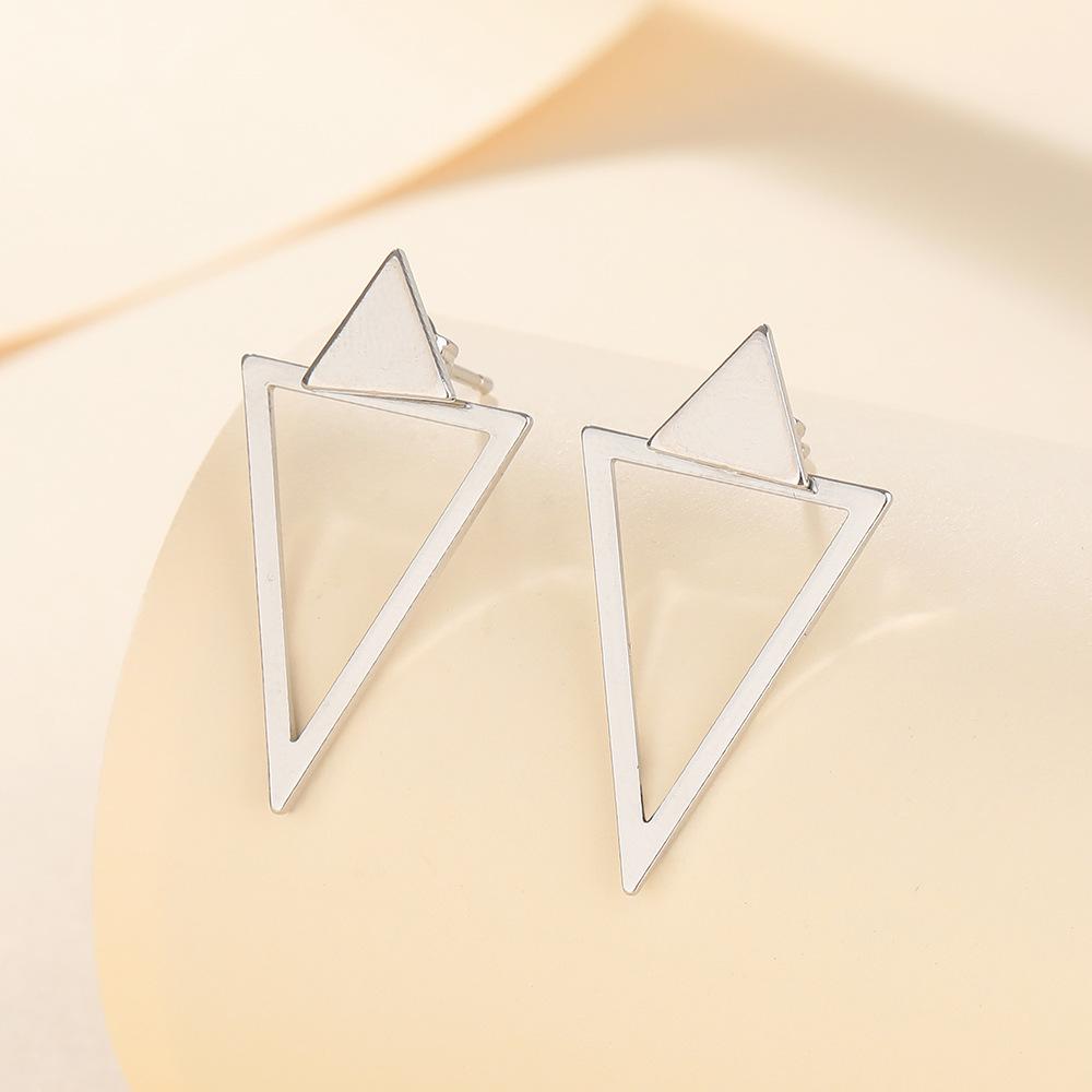 Size Triangle Front And Rear Earrings Wind Creative Design Removable One Or Two Wear Geometric Inverted Triangle Earrings