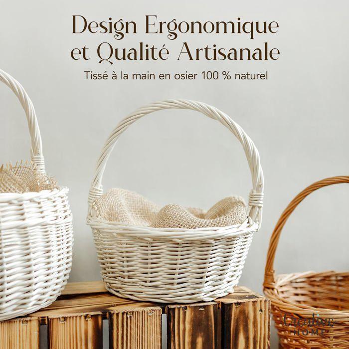 Creative Home Petit Panier de Pâques en Osier Blanc | 22 x 22 x 26 cm (+-- 2 cm) | Tissé à la main | Panier fruits