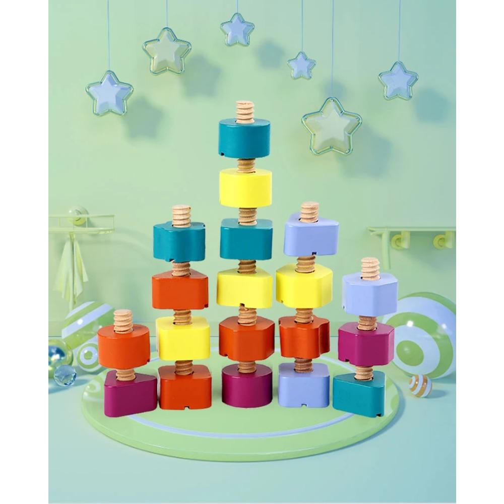 Wooden Screw Disassembly Toys Educational Screw Disassembly Assembly Shape Color Toys Montessori Interactive Game for Baby Gift