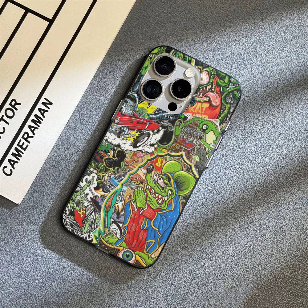 Funny Rat Fink For IPhone 15 16 17 14 13 12 11 Pro Max 16E 16 Plus 17 Air Corrugated Shockproof Phone Cover