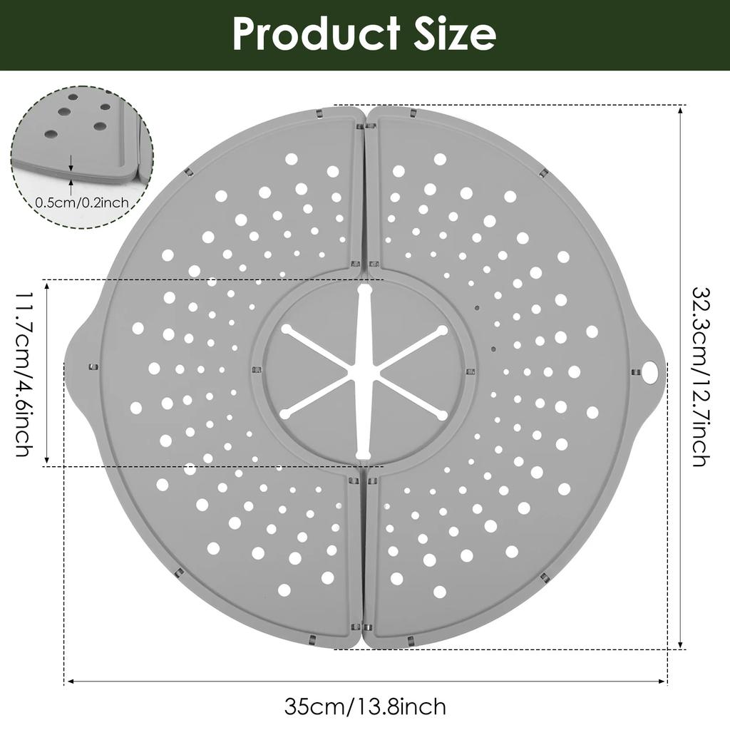 Silicone Kitchen Splatter Screen Foldable Heat-resisting Oil Splash Guard Drain Board Cover Kitchen Frying Pan Lid Kitchen Tools