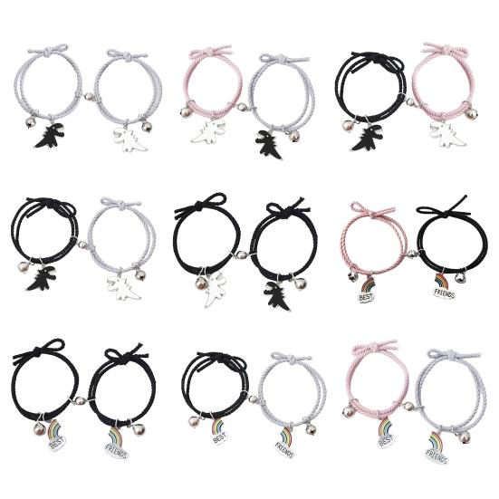 2 Bucăți Brățări Împletite Lucrate Manual Ajustabile Manoperă Fină Elastic Decor Dinozaur Decorează Minimalism Cuplu