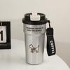 New cartoon thermos cup for girls and students, hand-held thermos cup, cute office, small and portable, double-drinking straw cup