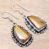Tiger's Eye Gemstone Handmade Silver Jewelry Earrings 1.5''