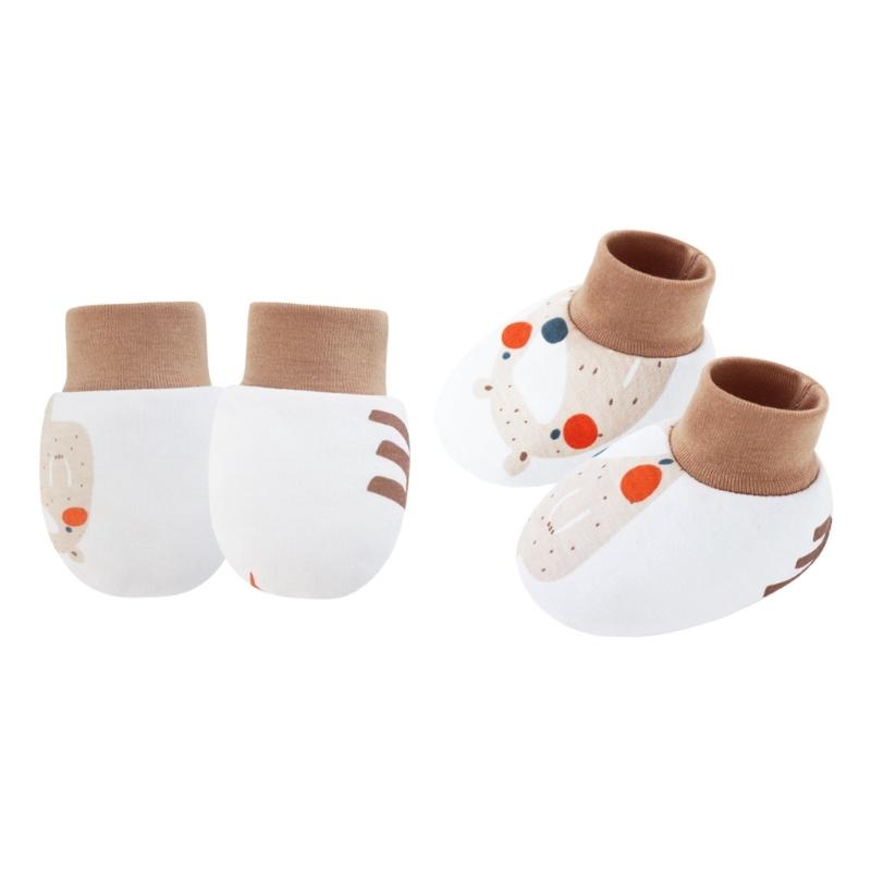 Set of 1 Infant Cotton Mittens Anti Scratch Hand Cover Soft Breathable Warm Gloves & Socks for 0-6M Boys Girls