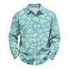 Men's Hawaiian Loose Fit Long Sleeve Shirt with Classic Collar Vintage Casual Button Down Shirt Suitable for Spring and Autumn Wear