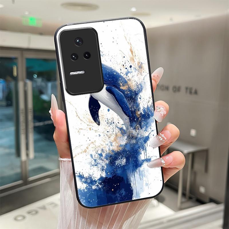 Beautiful Flower Cute Cats Case For Xiaomi Poco F4 5G / Redmi K40S Tempered Glass Phone Case Protective Back Cover Hard Shell