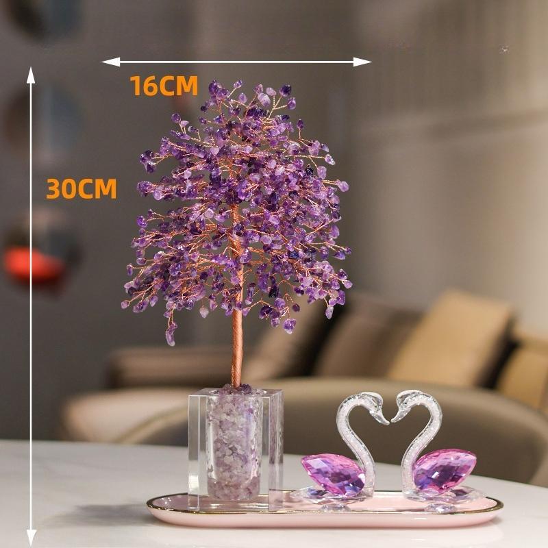 Amethyst Crystal Tree Crystals Healing Stones Reiki Natural Crystal Base Copper Wire Tree Life Spiritual Meditation Energy Room Office Desk Decor Gift