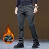 Winter Fleece Thick Casual Pants Men's Business Slim Fit Versatile Classic Trousers Medium Elasticity Formal Wear Wash Pants