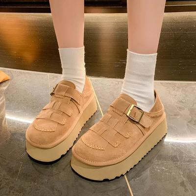 Mode Damen Schuhe im Sale 2024 Neue Schnalle Damen Ballerinas Herbst Runde Zehenpartie Einfarbig Outdoor Casual Plateau Übergröße Büro Damen Schuhe