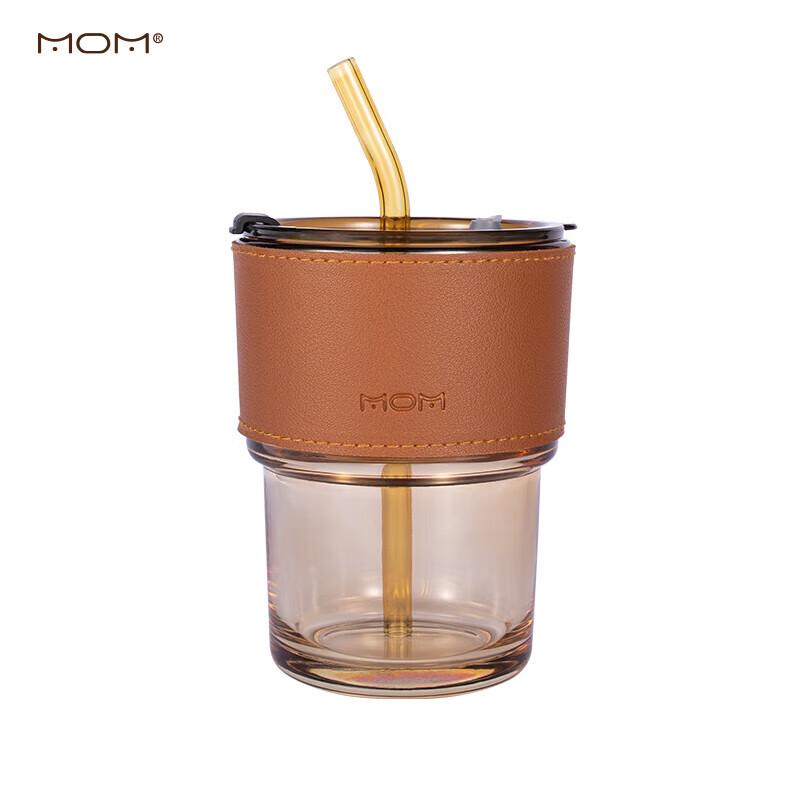 MOM Portable Lidded Glass Straw Cup Set (2-Pack)