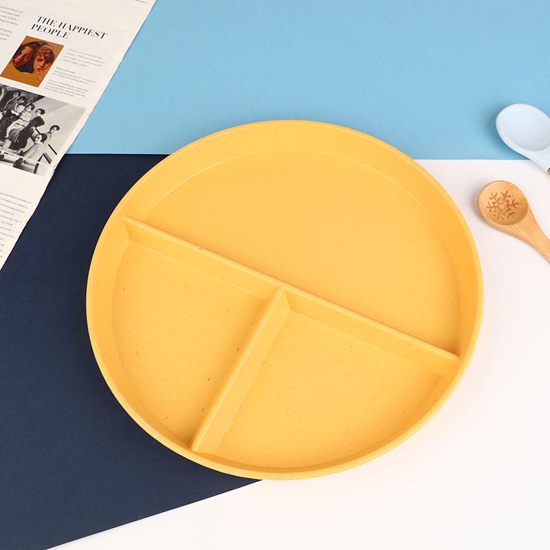 1Pc Divided Dish In 3 Diet Reusable Round Dinner Plate Kitchen Dinnerware Portion Plates For Adults 3 Compartments Microwave