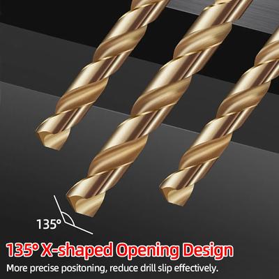 Twist Drill Bit Set 1/4” Hex Shank HSS Titanium Coated Drill Bits Wood Plastic Hole Opener 1.5-6.5mm Woodworking Power Tools
