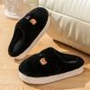 Cute bear head cotton slippers winter piled thickened cotton drag couple indoor home hair slippers