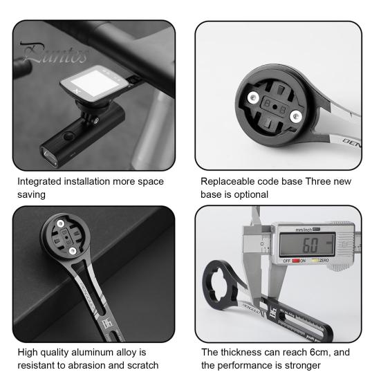 Out Front Bike Mount Aluminum Alloy Bracket with Replaceable Bike Computer Base Adjustable Integrated Out Front Bicycle Mount for Garmin Edge