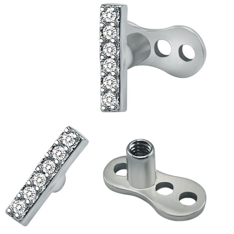 Gioielli per Piercing al Corpo in Acciaio Inossidabile Ancore Dermiche Incastonate di Cristallo Set Accessori di Grado Impiantabile Microdermal
