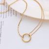 18 Karat Gold Geometrischer Kreis Doppelkette Halskette - Europäischer & Amerikanischer Stil