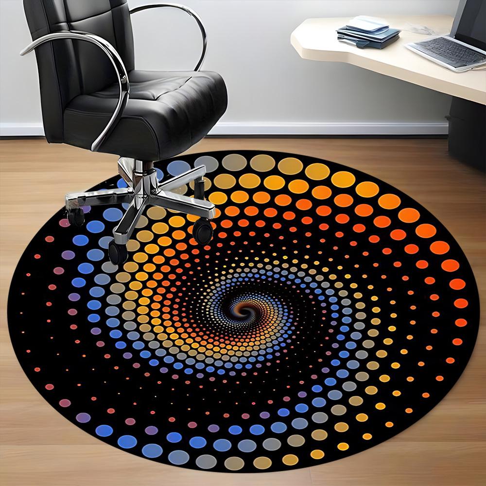 1pc Spiral Dots Pattern Carpet for Office Non Slip, Round Carpet, Soft & Comfortable, Carpet for Office, Lightweight Round Floor Mat