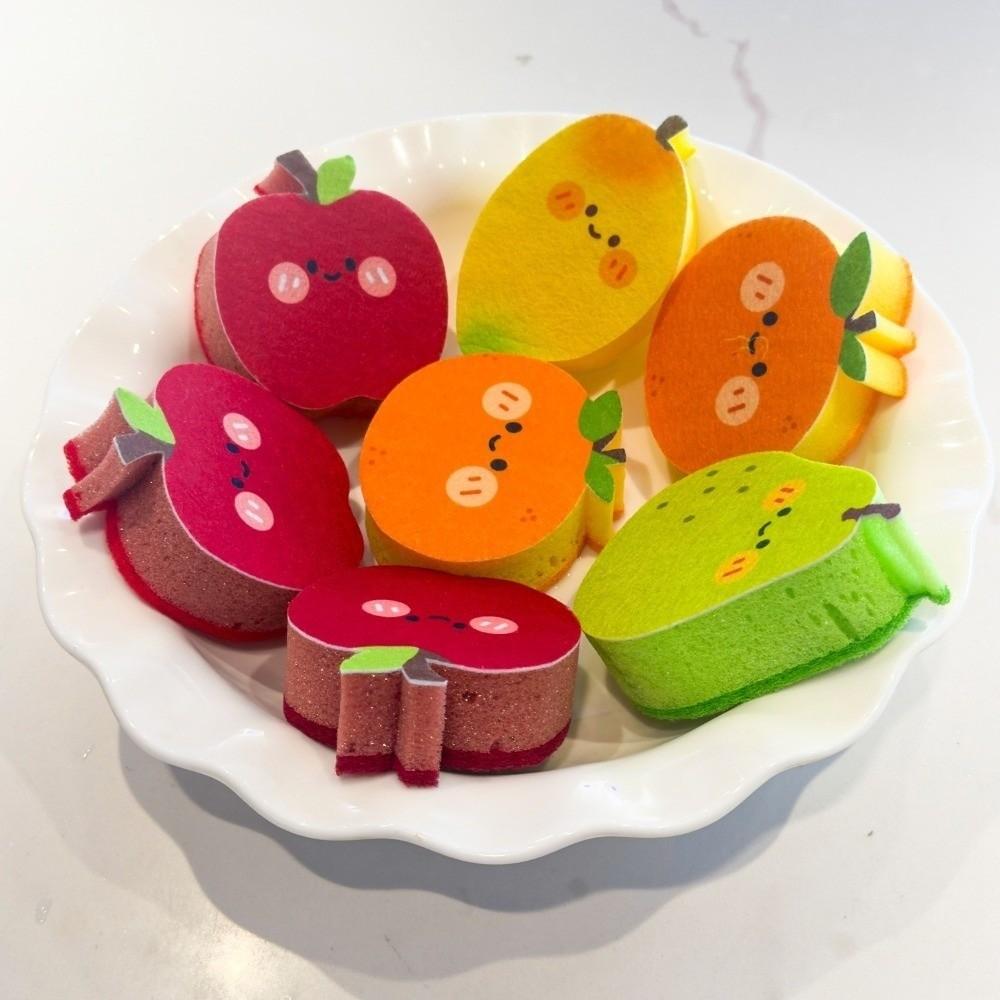 1PC Fruit Shaped Magic Sponge Sponge Cleaner Dishwashing Wipe Washcloth Soft Pot Brush Household