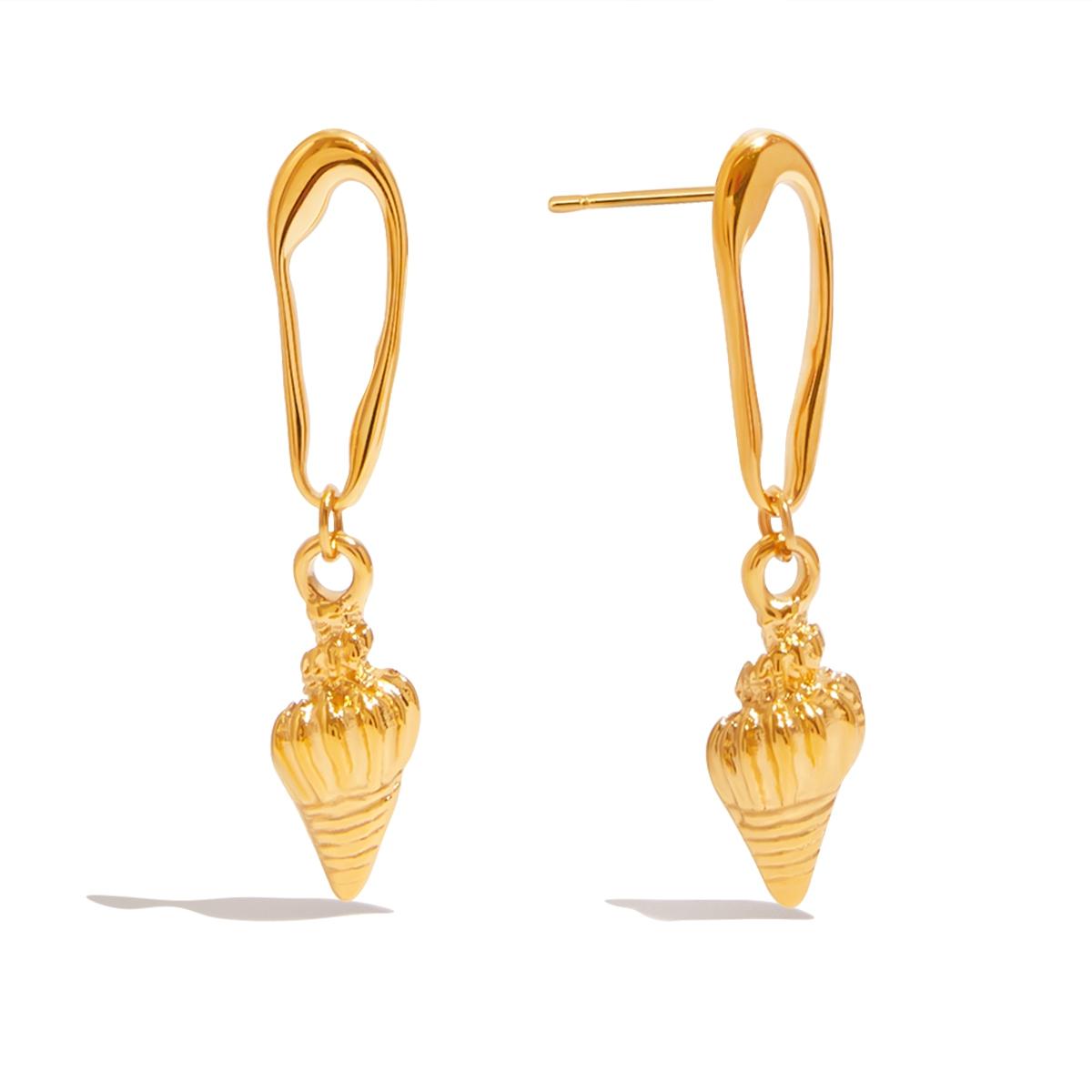 

Yori Ocean Style Holiday Conch Dangle Earrings Summer Trendy Holiday Fashion Charm 18K Golden PVD Jewelry