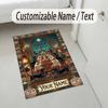 Dog Theme Crystal Velvet Rug Personalized Custom Name Text Soft Floor Mat Home Decor