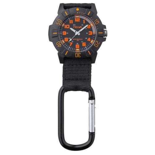 Klefer Men's Analog Pocket Watch with Carabiner, Waterproof, Nylon Strap, Black Dial, CB-A272-OR