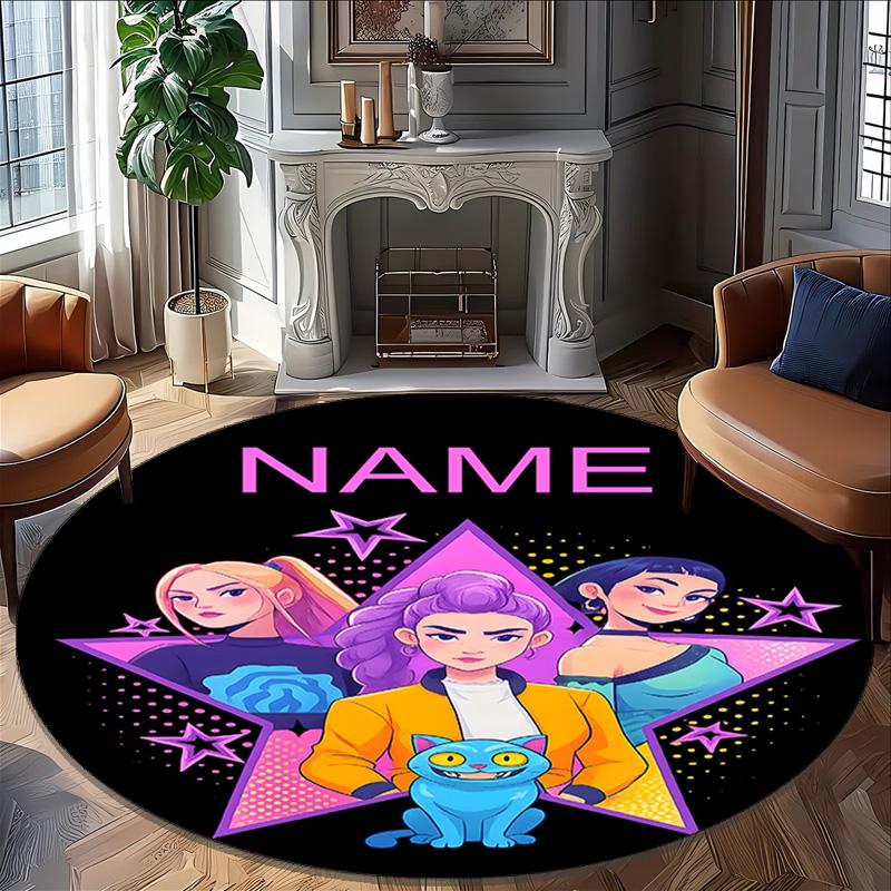 Personalized K-KPop Demon Hunters Round Chair Office Rug - Perfect for Mat, Office Chair & More - Ideal Gift for Birthdays and Holidays