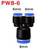 3 Way Port Y Shape Air Pneumatic Pipe Fittings 4mm6mm 8mm10mm12mm Plastic Connector Fitting Quick Push Connecting PY PW Connect