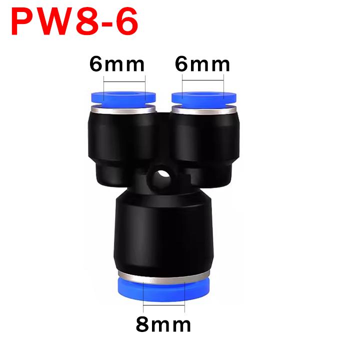 3 Way Port Y Shape Air Pneumatic Pipe Fittings 4mm6mm 8mm10mm12mm Plastic Connector Fitting Quick Push Connecting PY PW Connect