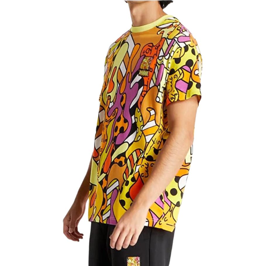 Puma X Britto Collaboration Aop Tee Fun Graffiti Print Sporty Crew Neck Short Sleeve T-Shirt Unisex Tops Orange 532235-51