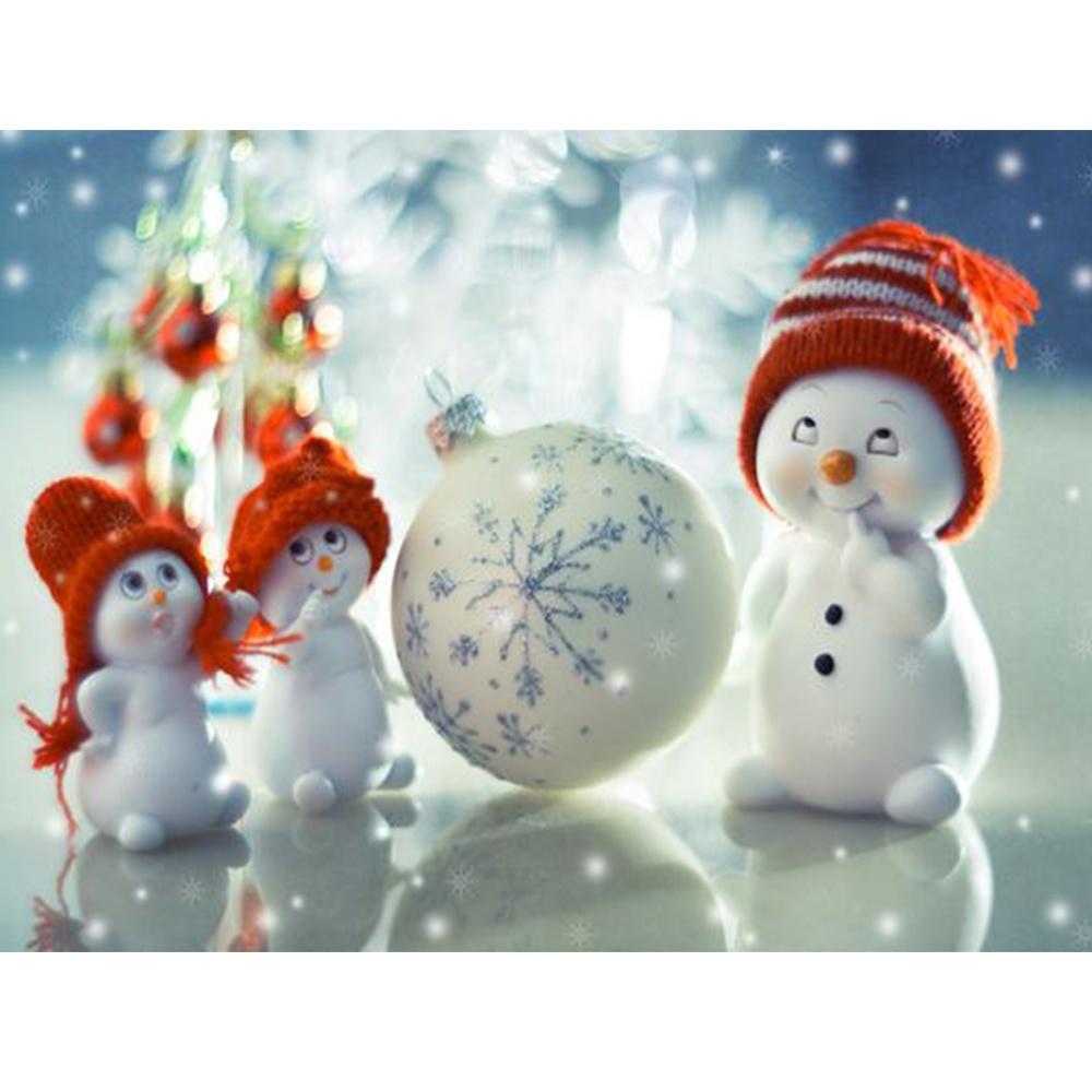 

5D DIY Бриллиантовая живопись Четыре маленьких снеговика Картина стразы Полная дрель Алмазная вышивка Домашний декор Настенное искусство