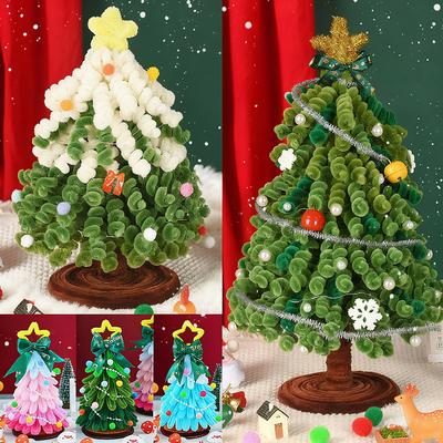 Sapin de Noël 18/20 cm Bricolage Fait Main Chenilles de Nettoyage pour Pipe Kit de Loisirs Créatifs Pack de Fournitures Chenilles pour Pipe Décorations de Noël Cadeaux