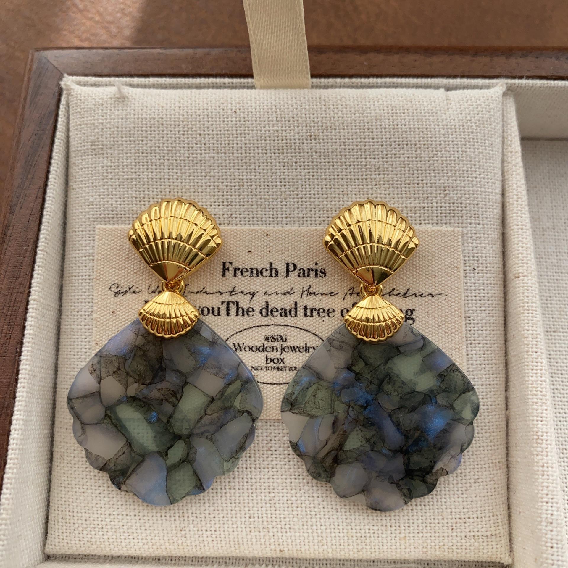 Серьги с узором в виде ракушек, серьги, легкая роскошь, морской роман, нежный нишевый дизайн, свежие и универсальные серьги для женщин