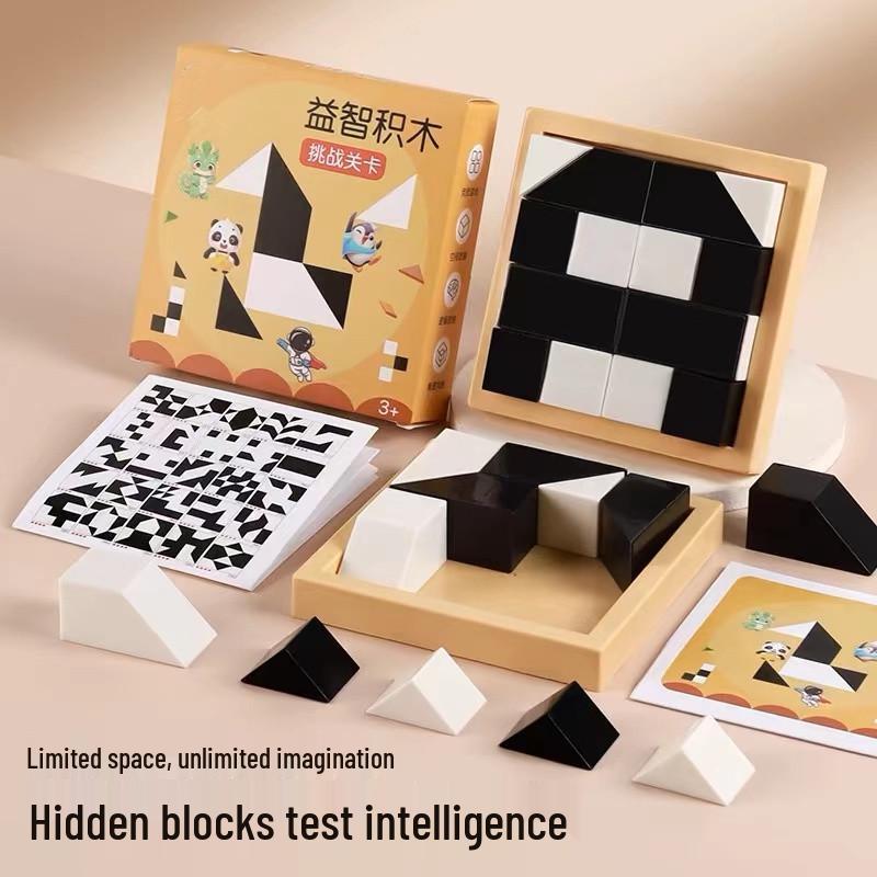 TikTok Trending Black & White Hidden Building Blocks Puzzle - Educational Toy for Kids, Enhancing Logic & Promoting Parent-Child Interaction