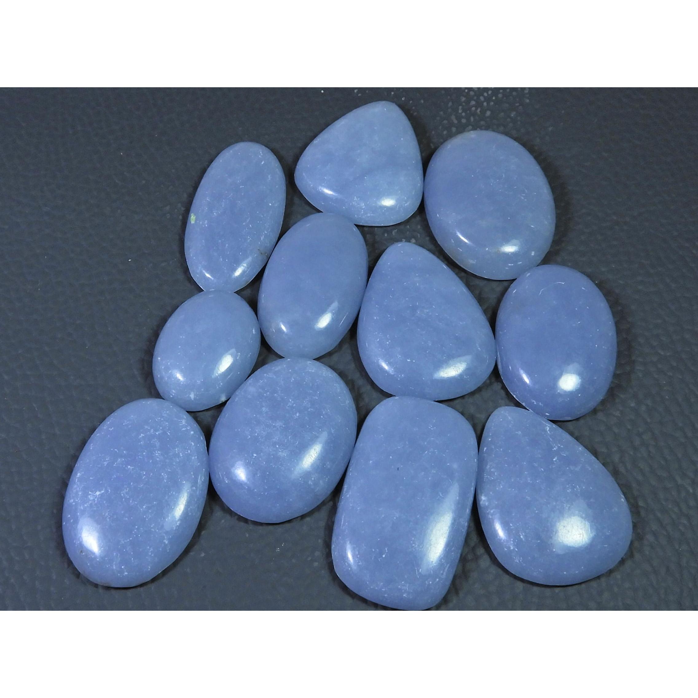 

320Cts. Natural Angelite Mix Cabochon Loose Gemstone 11Pcs Lot C-672