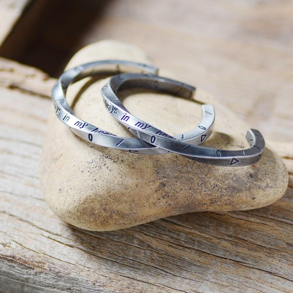 New Fashion Couple Love Viking War Bracelet “Always In My Heart” VIKING Bracelet Twist Cuff Bangle for Men Jewelry