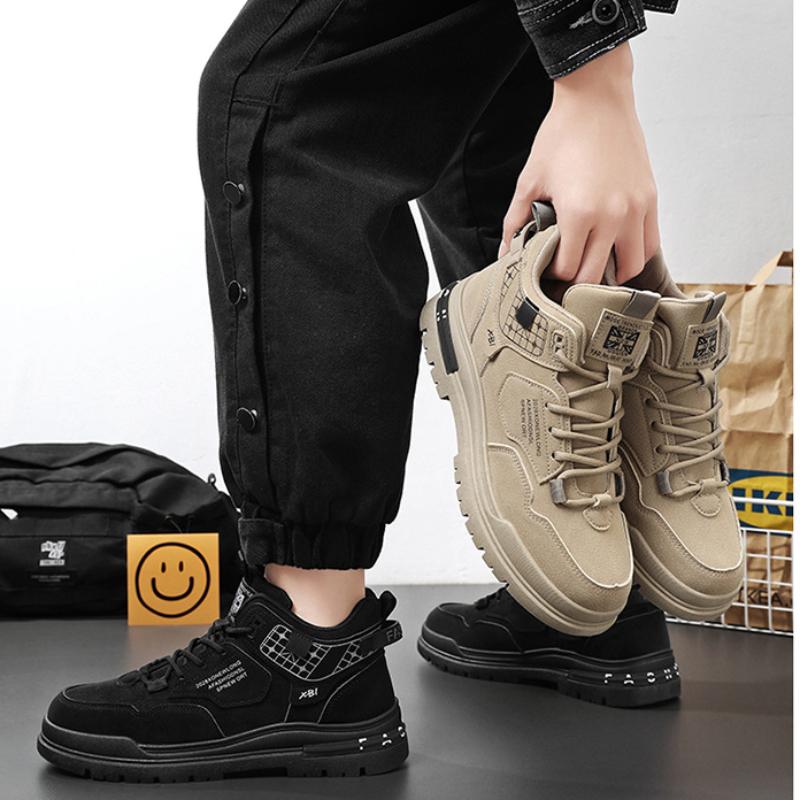 Fashion Men Shoes 2024New Fashion High Top Leather Casual Shoes Men's Non-slip Platform Hiking Climbing Sports Shoe Zapatillas De Hombre