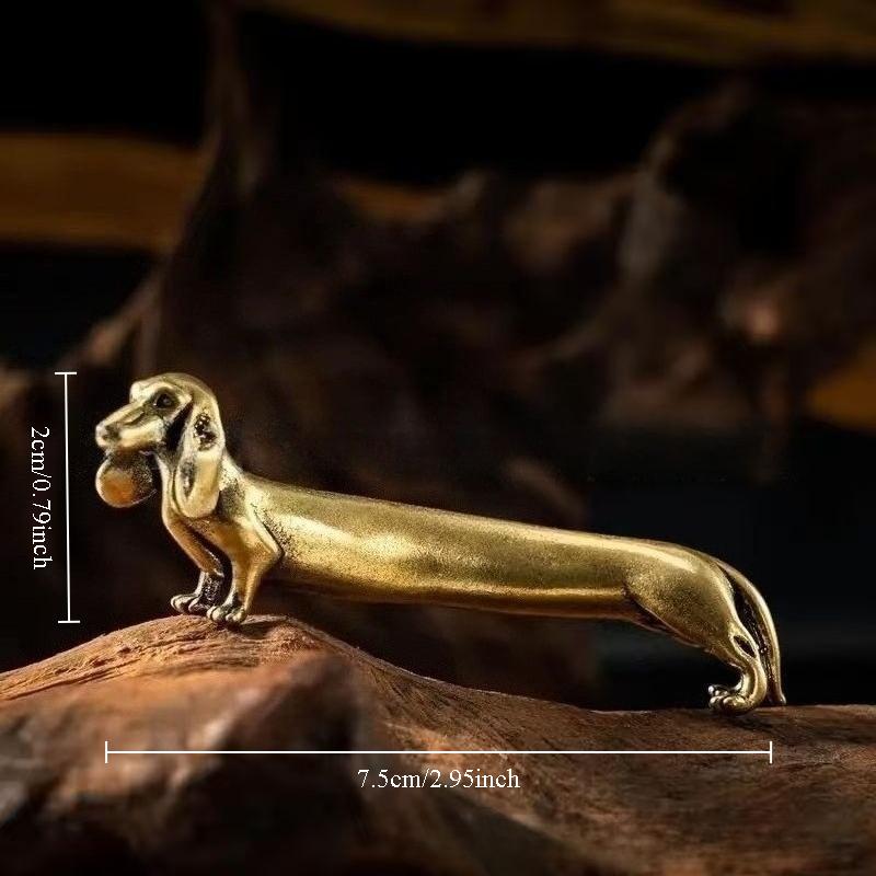 Mini Brass Puppy Statue Cute Dog Metal Sculpture Wolfdog Poodle Hound Pet Figurine Home Decoration Desktop Cabinet Ornaments