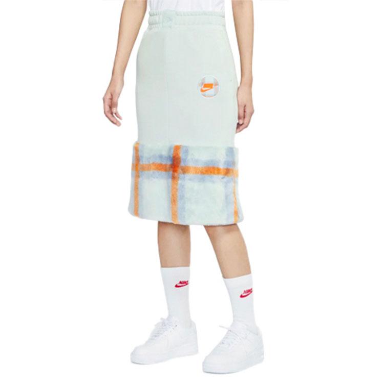 Nike Sportswear Nsw Fun Plaid Splicing Knitted Midi Skirt Women skirts Green DD4536-013