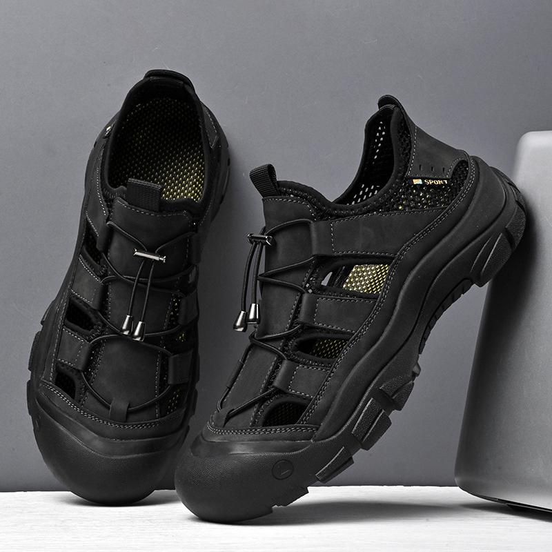 Fashion 2025 New Summer Casual Shoes for Men Handmade Men's Leather Sandals Lightweight Stylish Beach Flats Outdoor Wading Aqua Shoes